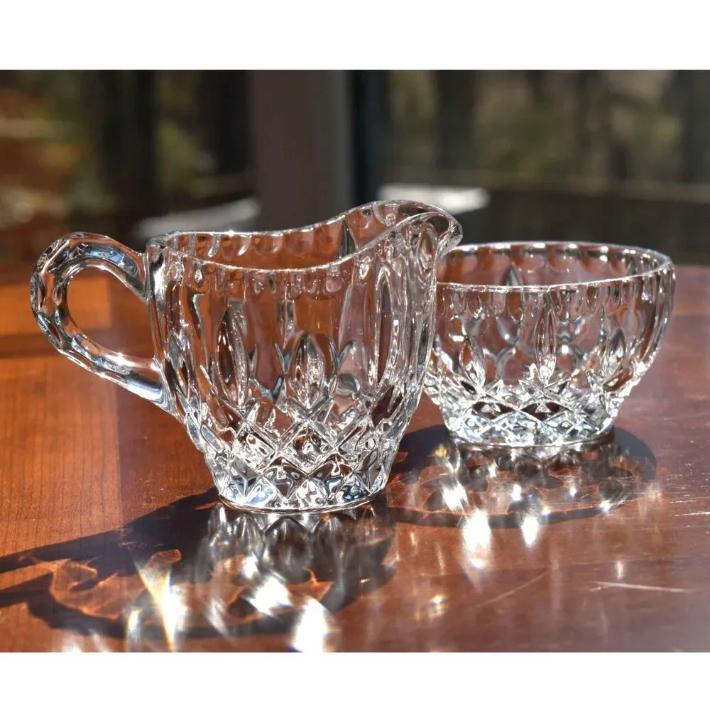 Montpellier Kristal Zajecar 24% Lead Crystal Sugar Bowl & Creamer Set